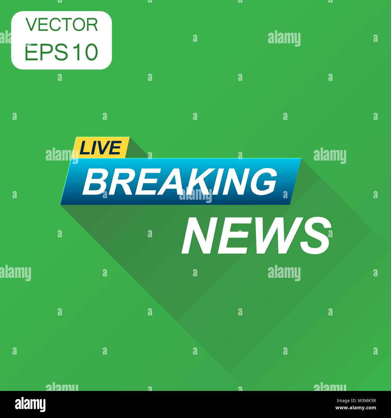 Ultime notizie icona. Il concetto di business news pittogramma. Illustrazione Vettoriale su sfondo verde con lunga ombra. Illustrazione Vettoriale