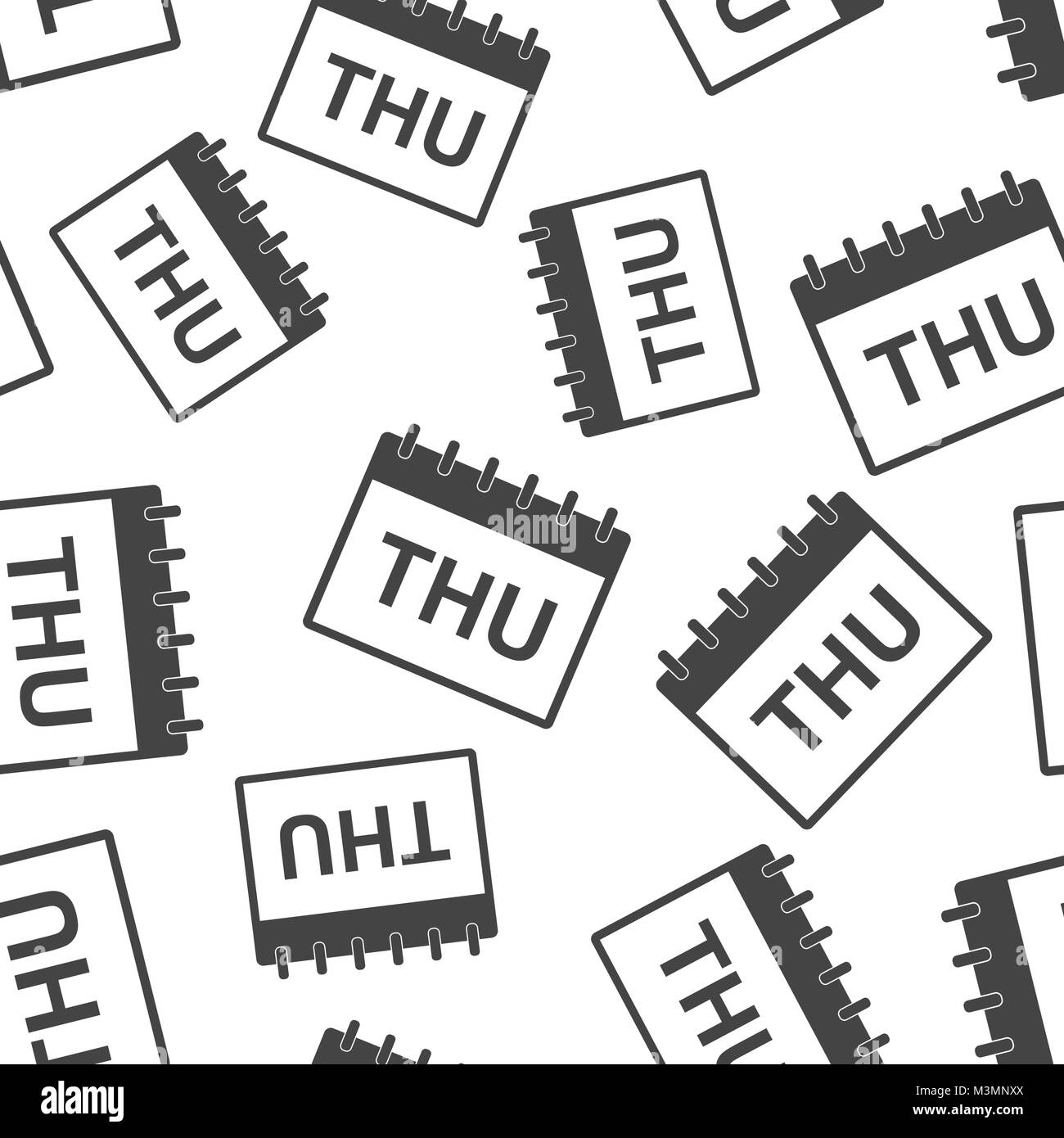 Giovedì calendario pagina seamless pattern sfondo. Appartamento Business illustrazione vettoriale. Giovedì segno modello di simbolo. Illustrazione Vettoriale