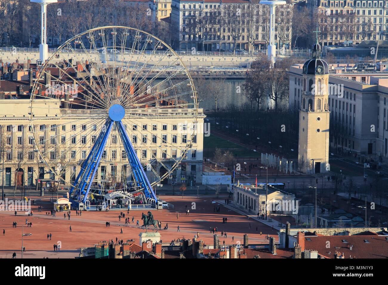 Vista aerea del centro storico di Lione, Francia Foto Stock