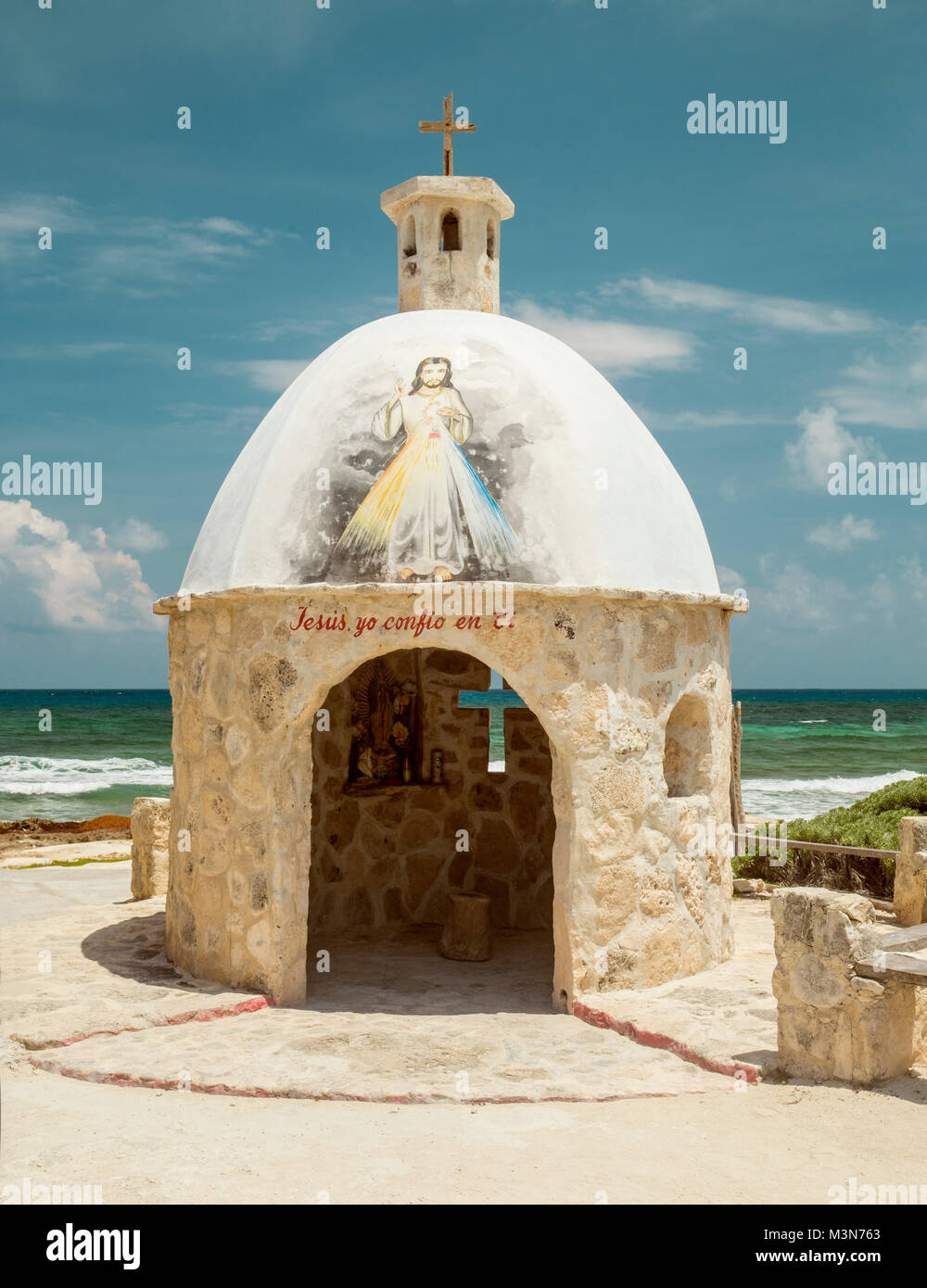 La cappella cattolica sull isola di Cozumel, Messico Foto Stock