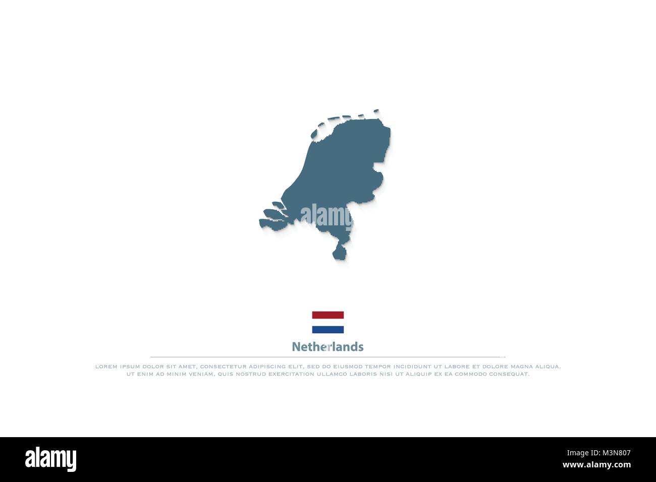 Regno dei Paesi Bassi mappa isolato e bandiera ufficiale icone. vettore politico olandese illustrazione della mappa. Unione geografica modello di intestazione. viaggi e bu Illustrazione Vettoriale