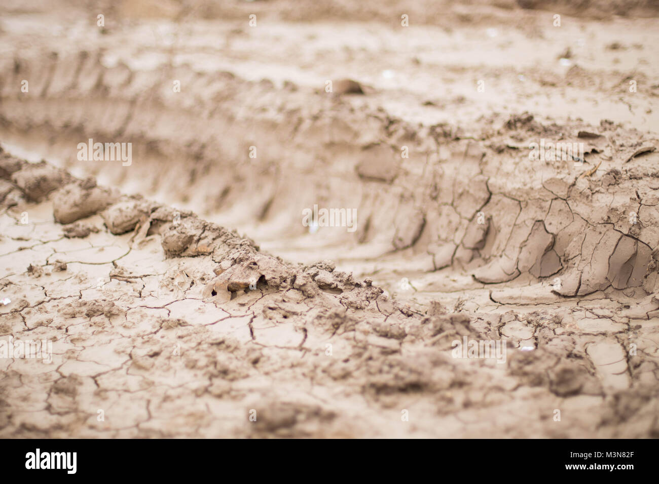 Fango sfondo con auto tracce marrone terreno texture naturale fotografia dof raccolto Foto Stock