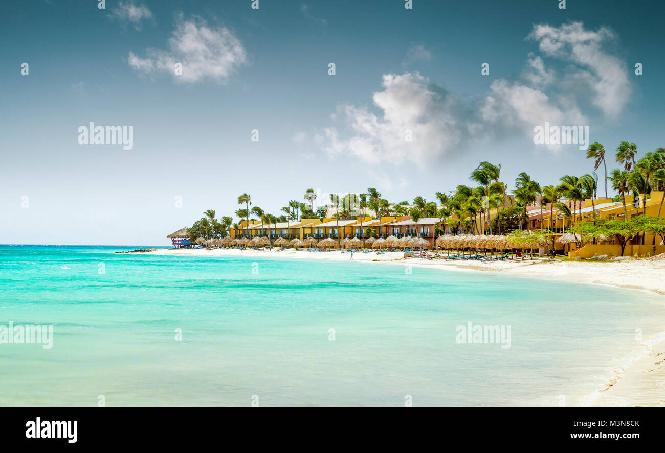 Eagle Beach sull'isola di Aruba Foto Stock