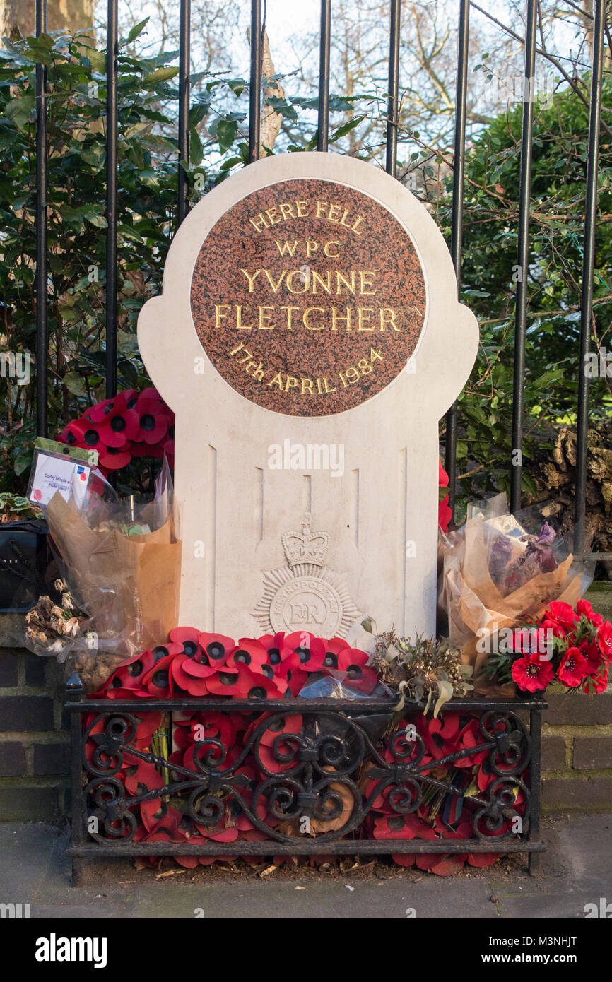 Un memoriale di Yvonne Fletcher in Londra Foto Stock