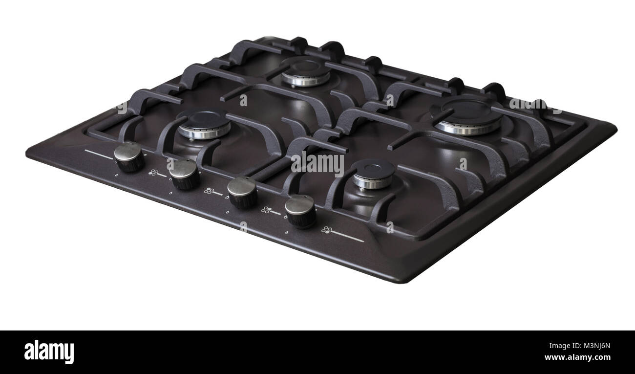 Cucina Cucina a gas sulla superficie bianca di sfondo isolato Foto Stock