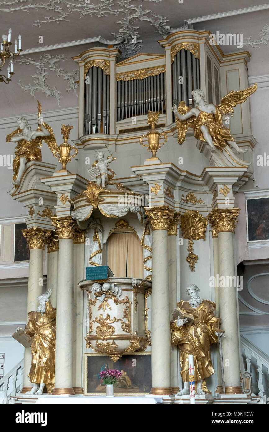 Altare Maggiore della Spitalkirche a Bayreuth, Baviera, Germania Foto Stock