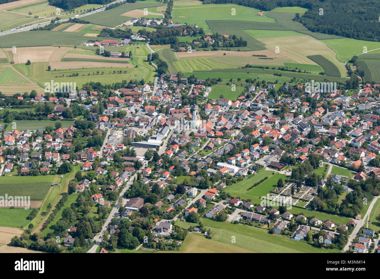 Vista aerea del inning am Ammersee, 82266, Baviera, Germania Foto Stock
