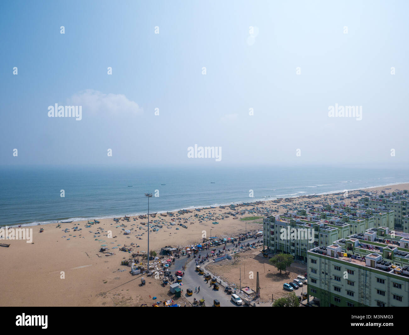 La spiaggia di Marina nella città di Chennai, nello Stato del Tamil Nadu, India Foto Stock