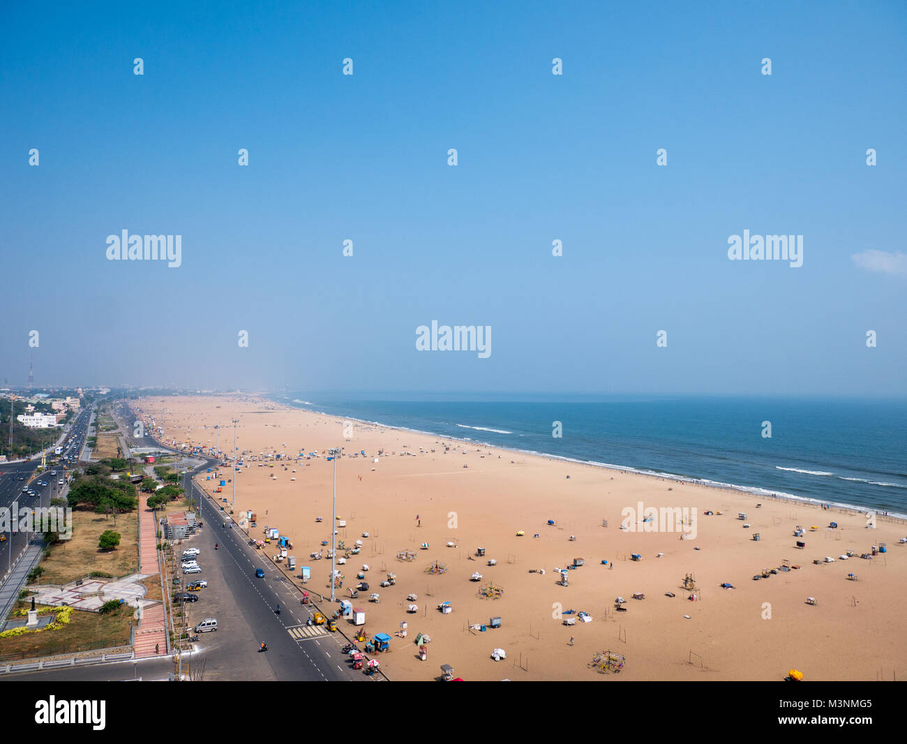 La spiaggia di Marina nella città di Chennai, nello Stato del Tamil Nadu, India Foto Stock