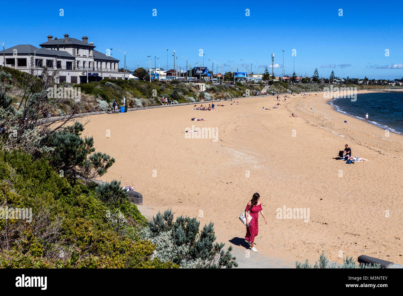 Milanos taverna si affaccia sulla spiaggia di Brighton Melbourne Australia Foto Stock