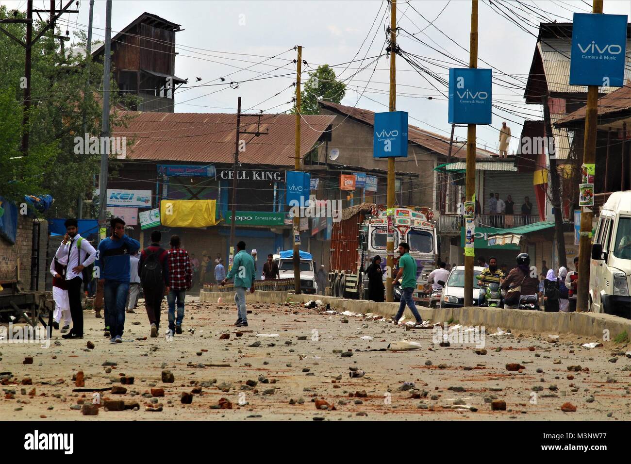 Gli studenti del Kashmir protestare in area di sopore, Kashmir India, Asia Foto Stock