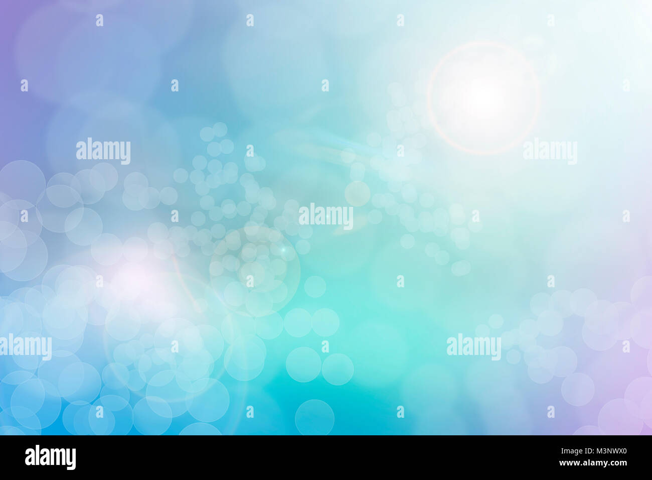 Abstract bokeh di fondo morbido blu pastello verde lens flare Foto Stock