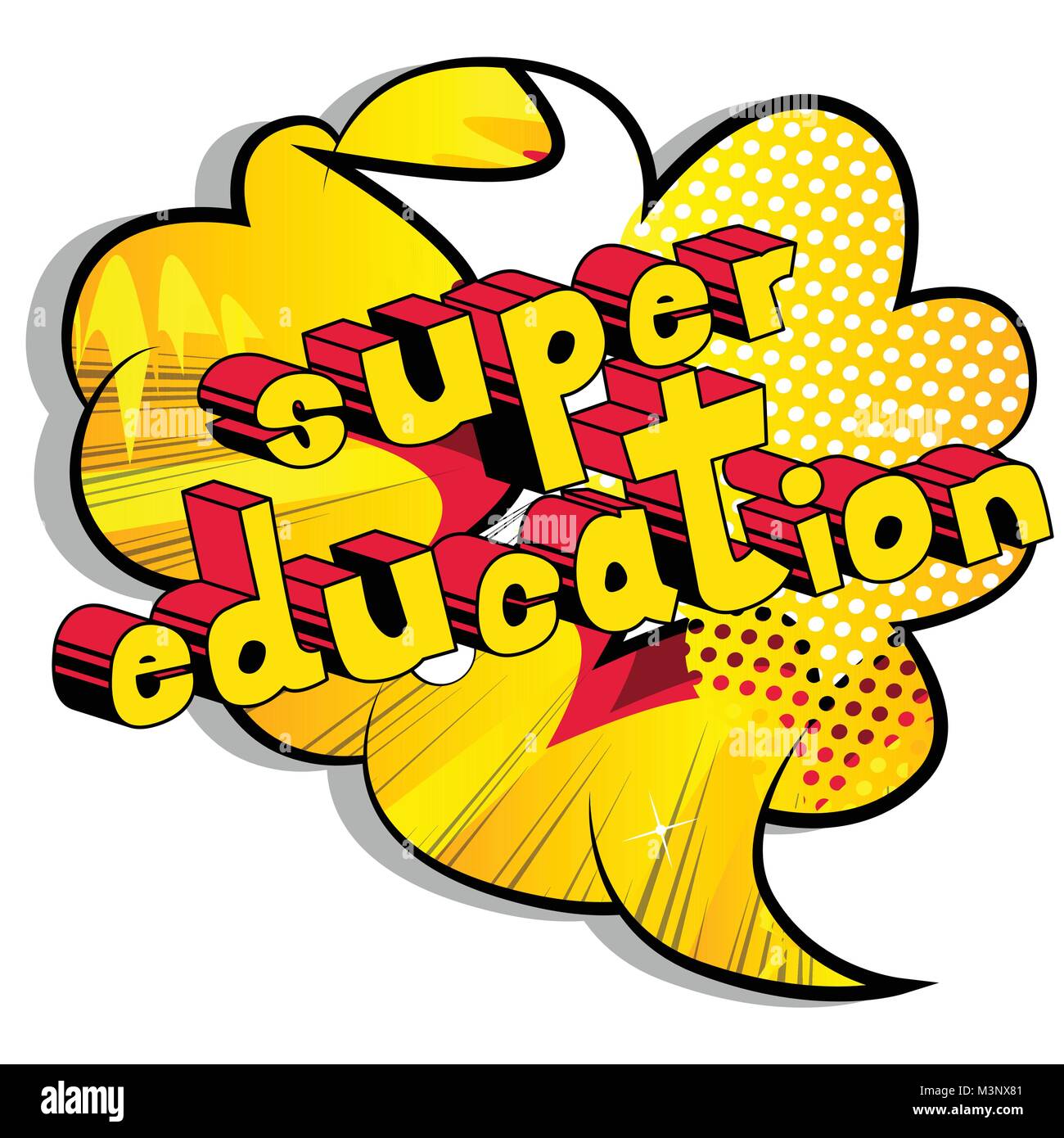 Super istruzione - in stile fumetto una frase su sfondo astratto. Illustrazione Vettoriale