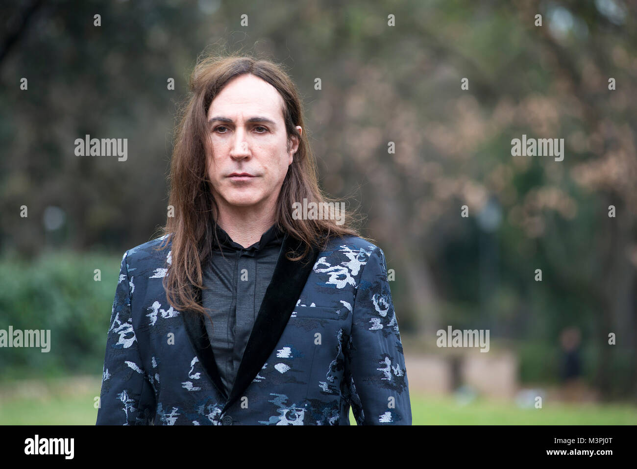 Roma, Italia. 12 Febbraio, 2018. Manuel Agnelli che frequentano il photocall di Caravaggio L'Anima e il Sangue alla Casa del Cinema di Roma Credito: Silvia Gerbino/Alamy Live News Foto Stock