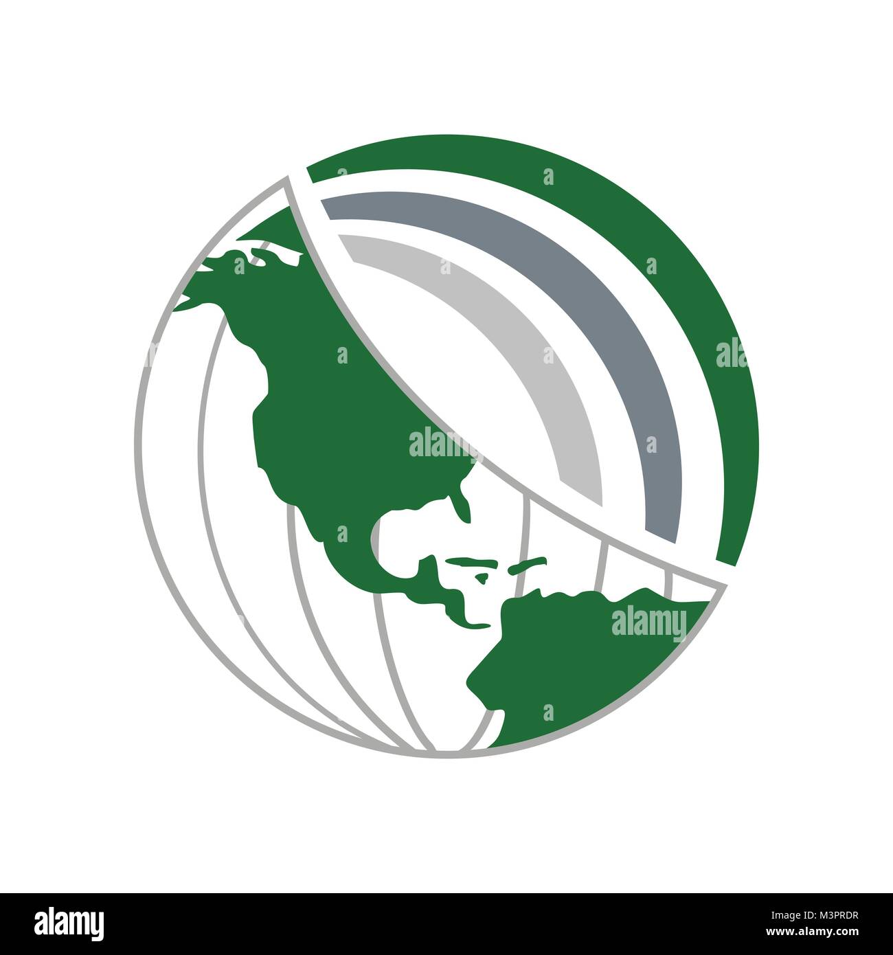 Mondo verde Rete Globale simbolo Vector Graphic Logo Design Illustrazione Vettoriale