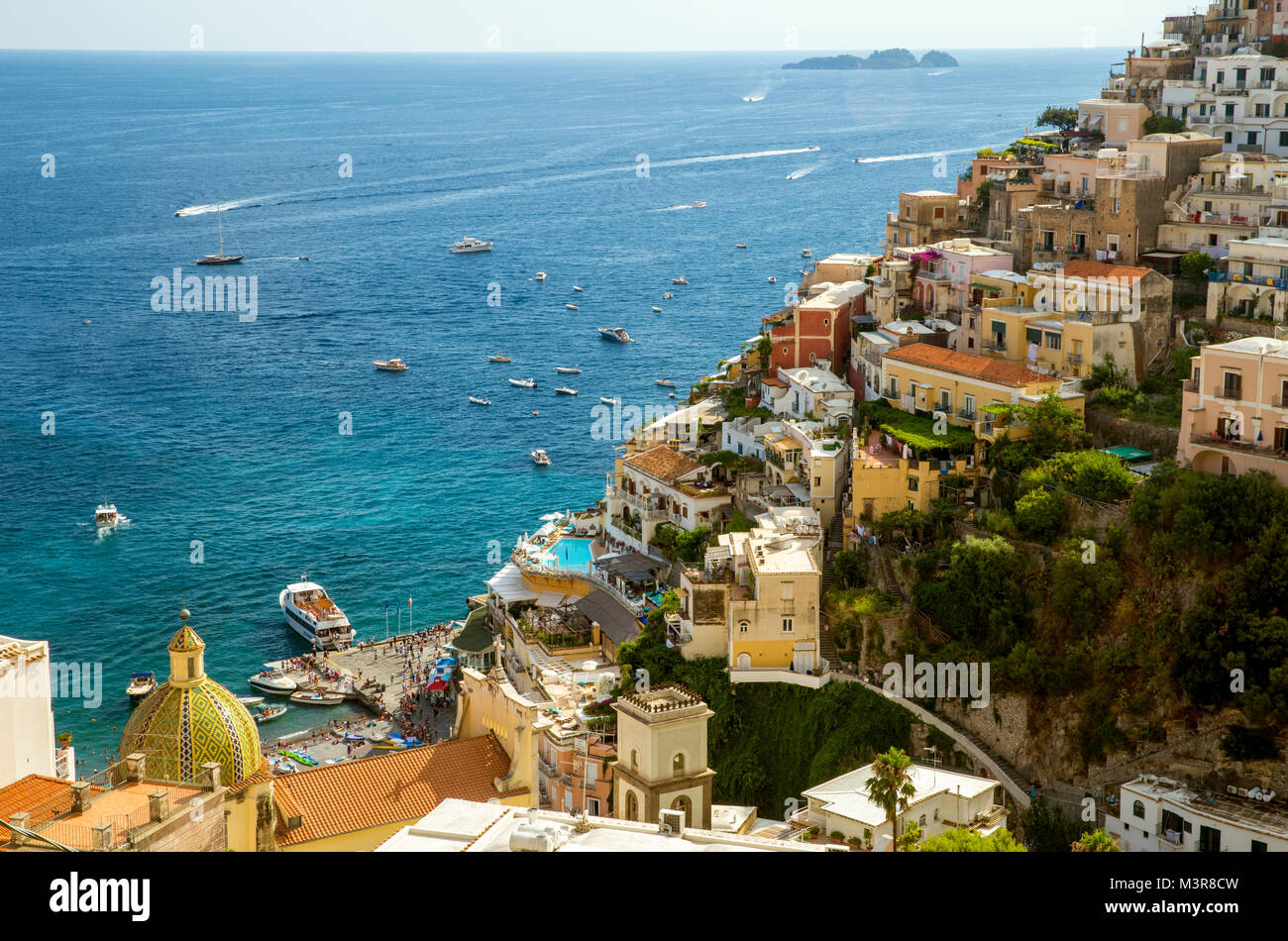 Positano città sulla costa di Amalfi, Campania, Italia Foto Stock