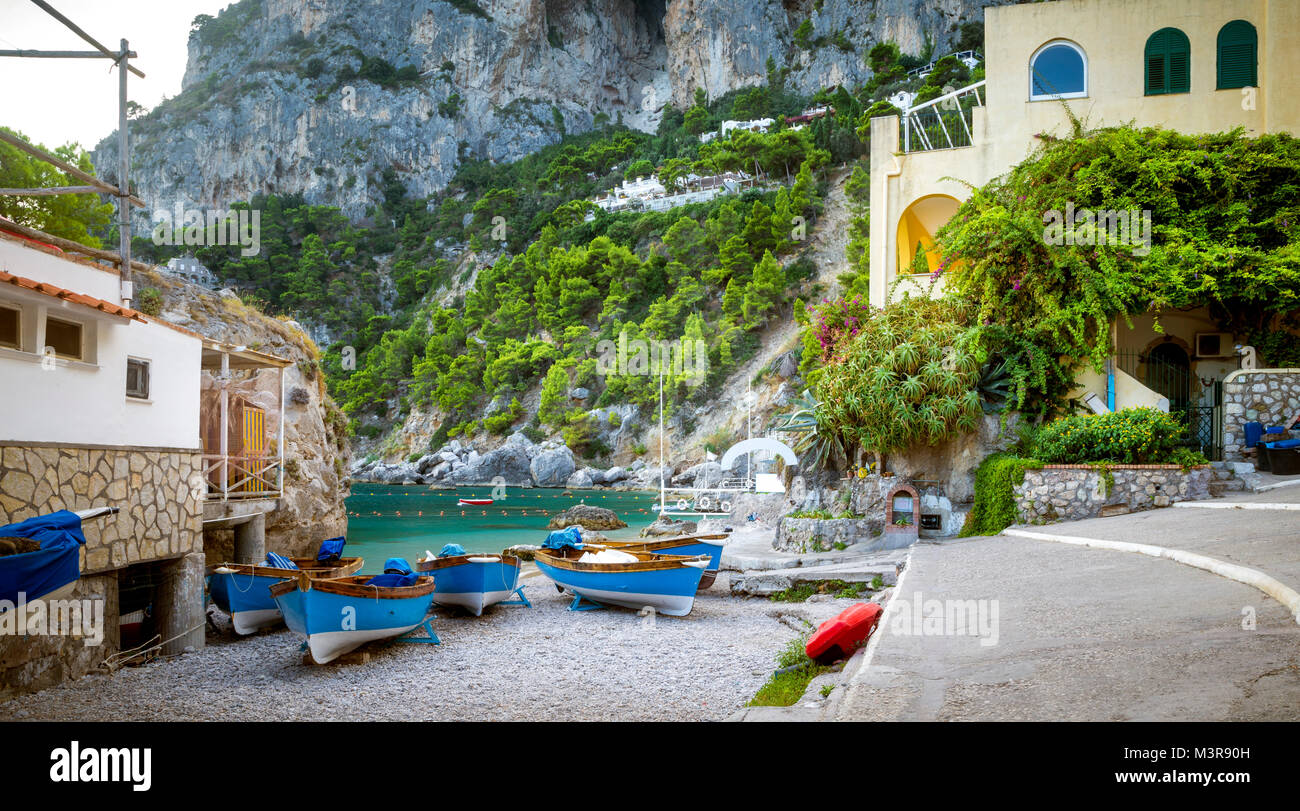 Panorama di Marina Piccola a Capri, Italia Foto Stock