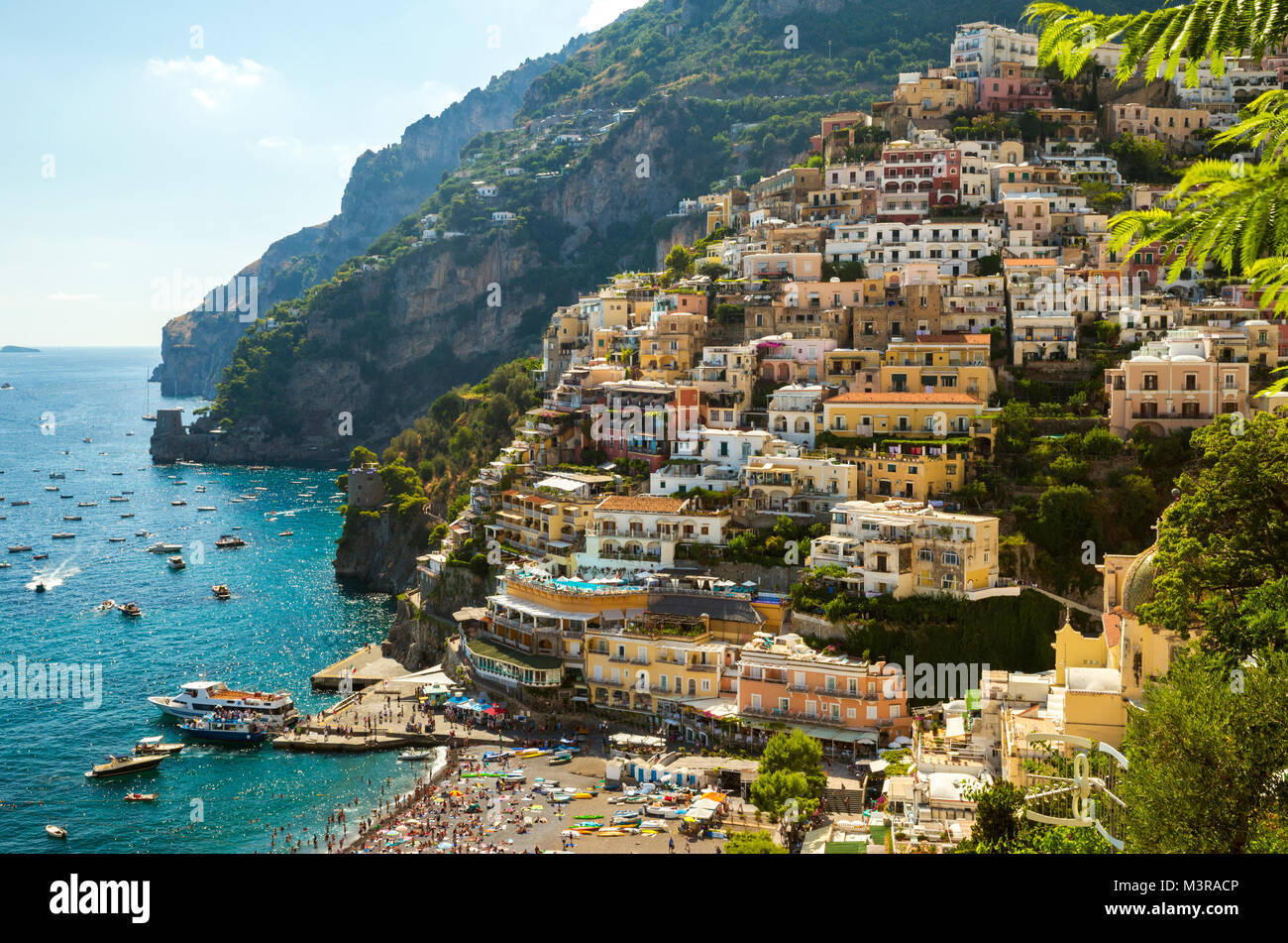 Costa di Amalfi - Positano città in Campania, Italia Foto Stock