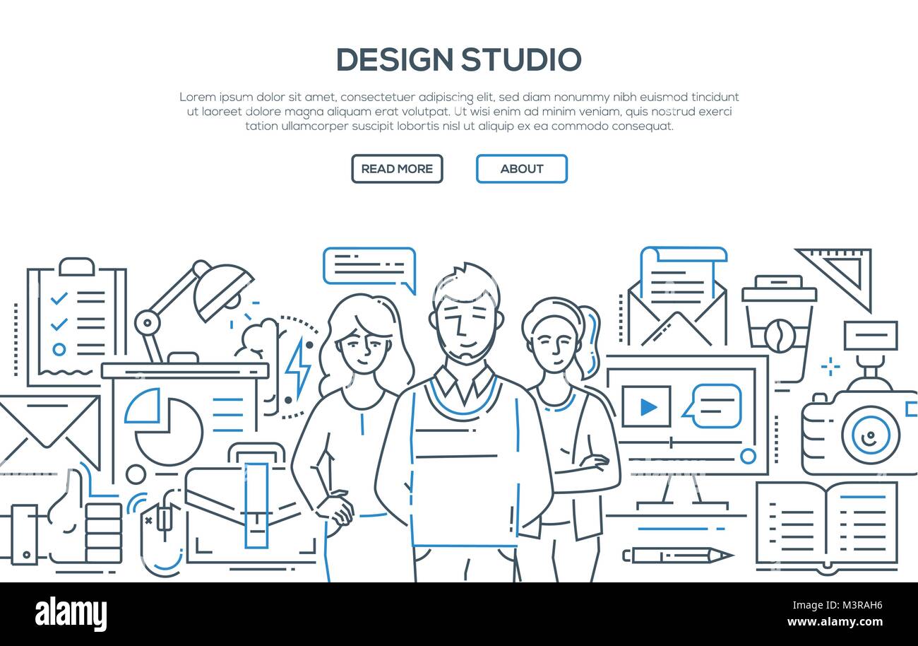 Design studio - linea moderna stile design illustrazione Illustrazione Vettoriale