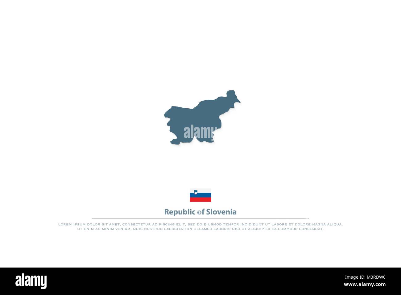 Repubblica di Slovenia mappa isolato e bandiera ufficiale icona. vettore territorio sloveno badge. Paese europeo geographic modello di pagina di intestazione Illustrazione Vettoriale