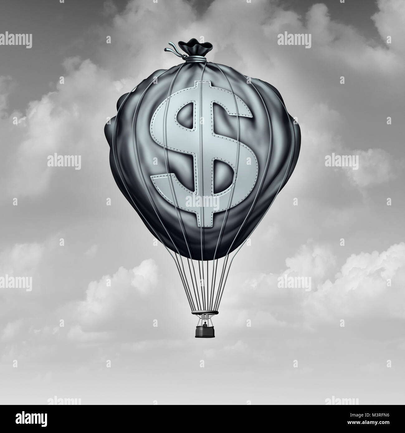 Wealth management e il piano finanziario metafora aziendale come un commercio di denaro e aumento di investimento Concetto con 3D'illustrazione degli elementi. Foto Stock