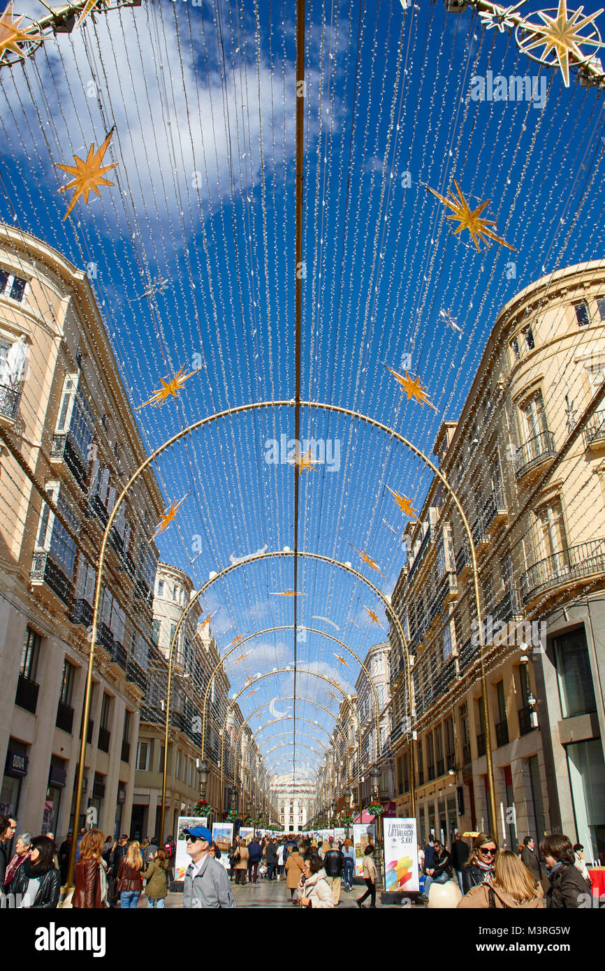 Málaga zona pedonale Foto Stock