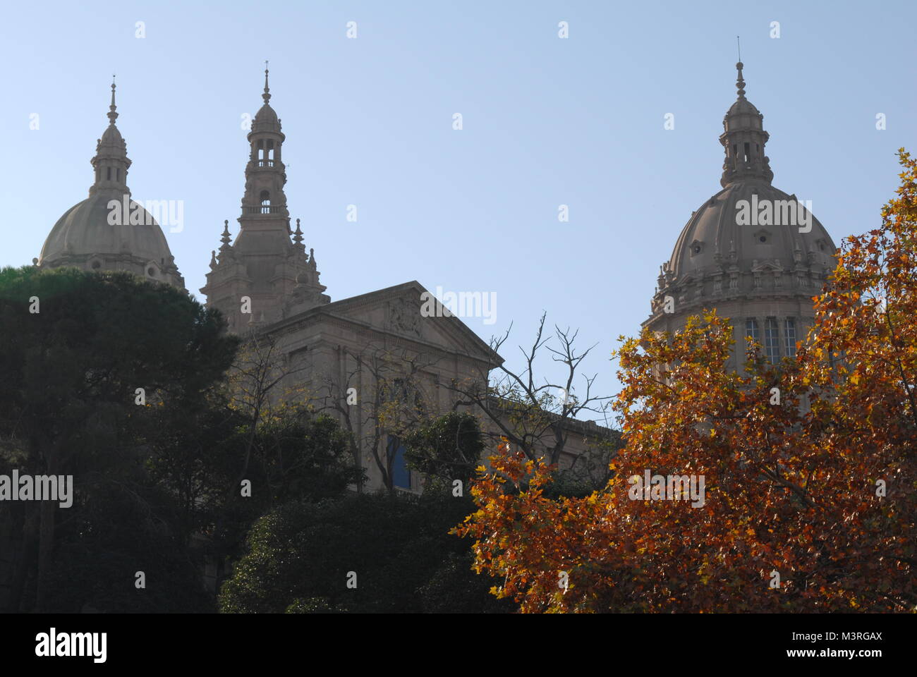 Immagini del Sole Castello di Montjuic, Barcelona, Spagna preso in inverno Foto Stock