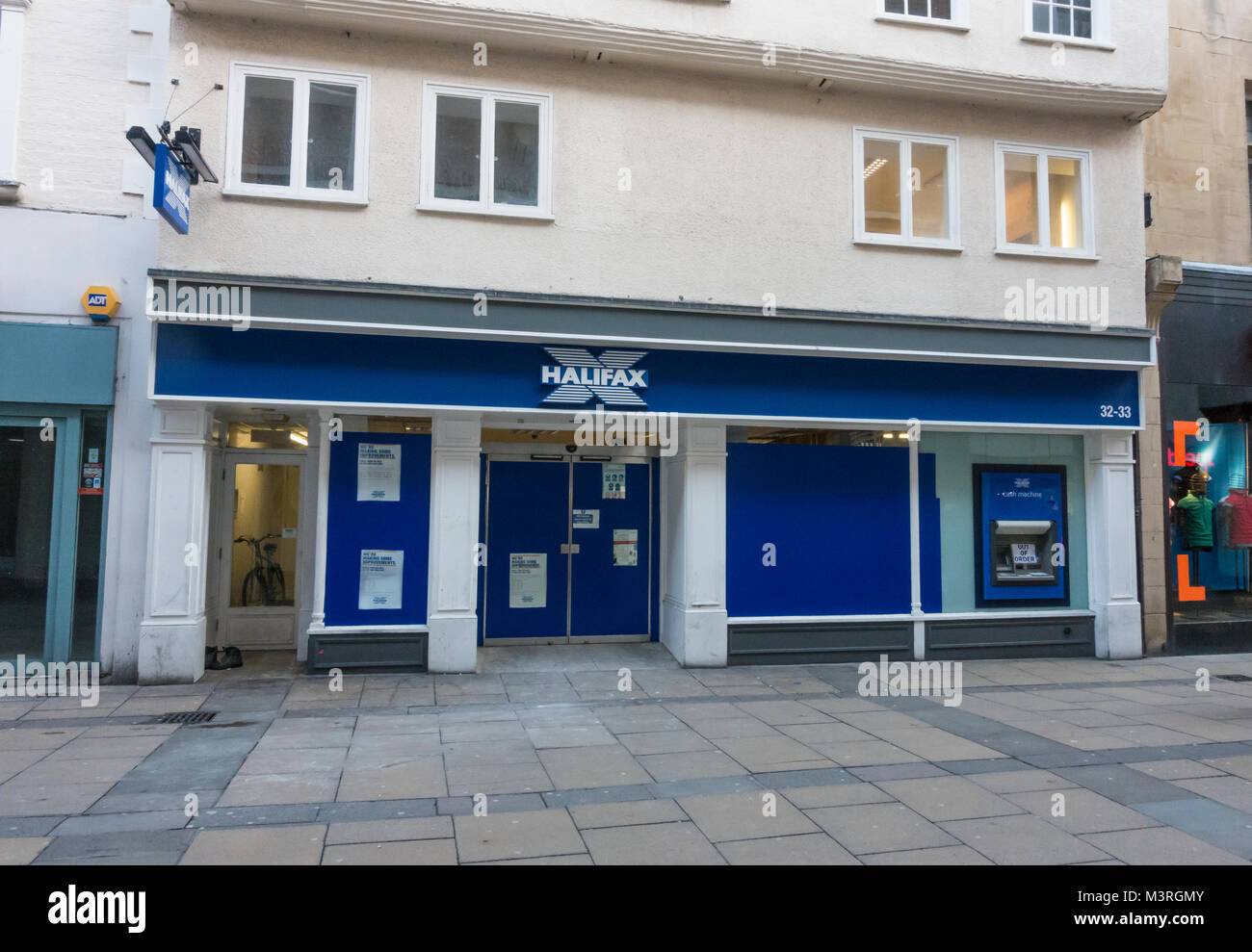 Halifax bank Cambridge ufficio chiuso per lavori di ristrutturazione 2018 Foto Stock