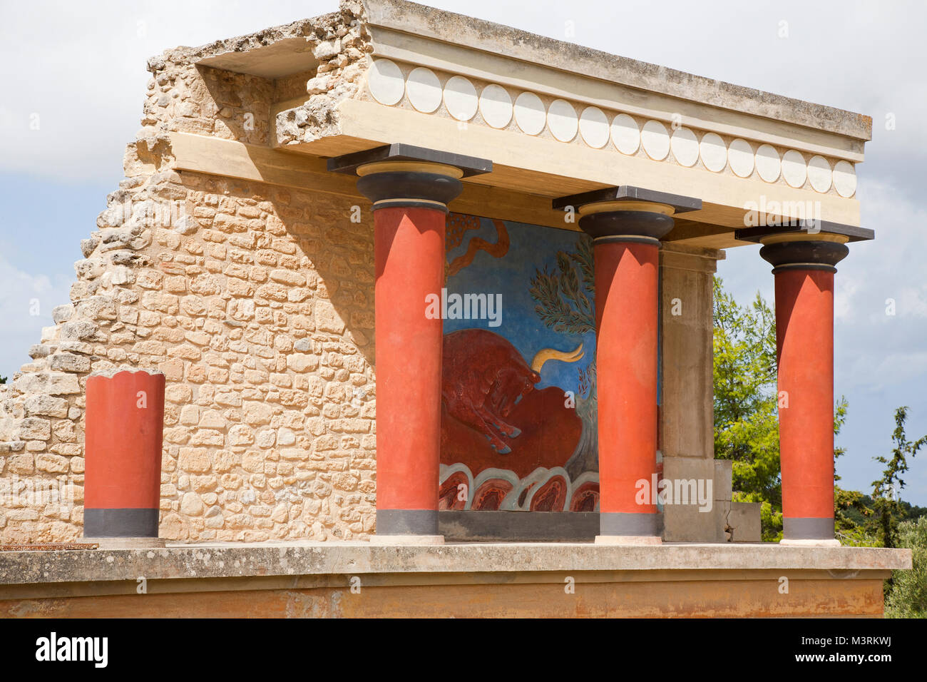 Ingresso nord, nord pilastro hall, il palazzo di Cnosso sito archeologico, Creta, Grecia, Europa Foto Stock