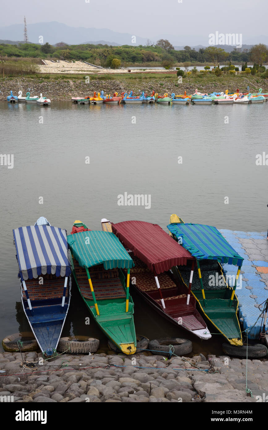 Shikara barche nel lago sukhna, Chandigarh, Haryana, India, Asia Foto Stock