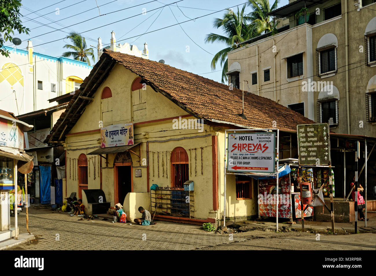 Shri hanuman temple, alibag, raigad, Maharashtra, India, Asia Foto Stock