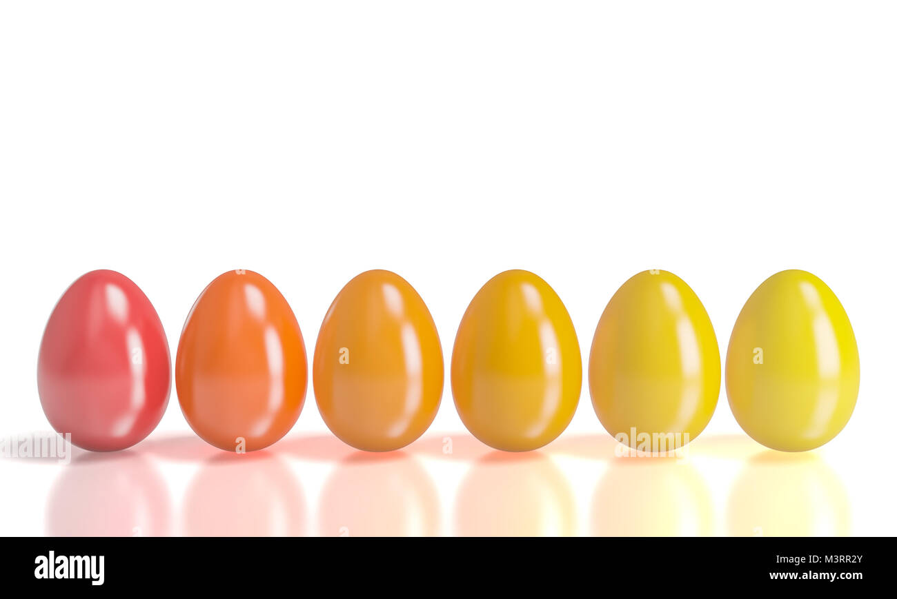 Rosso e giallo di gradazione di uova di pasqua 3d rendering immagine Foto Stock
