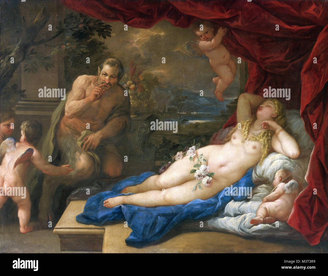 Luca Giordano - Giove e Antiope Foto Stock
