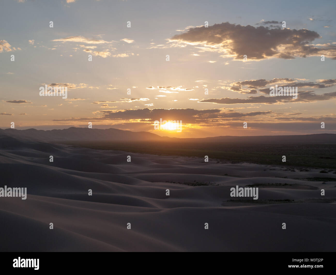 Sunset over Khongoryn Els dune di sabbia Foto Stock
