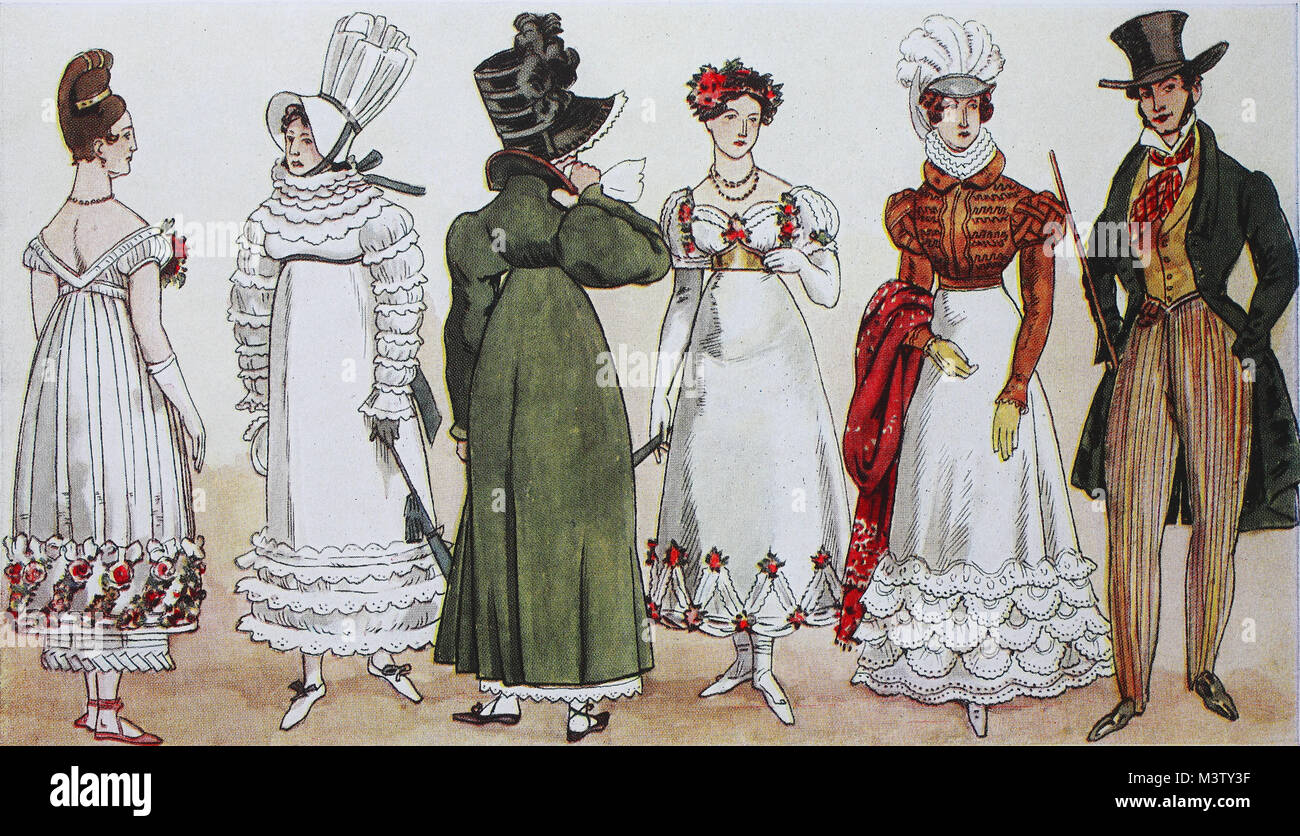 Moda, abbigliamento, moda in Francia, la moda a Parigi dal 1814 - 1830