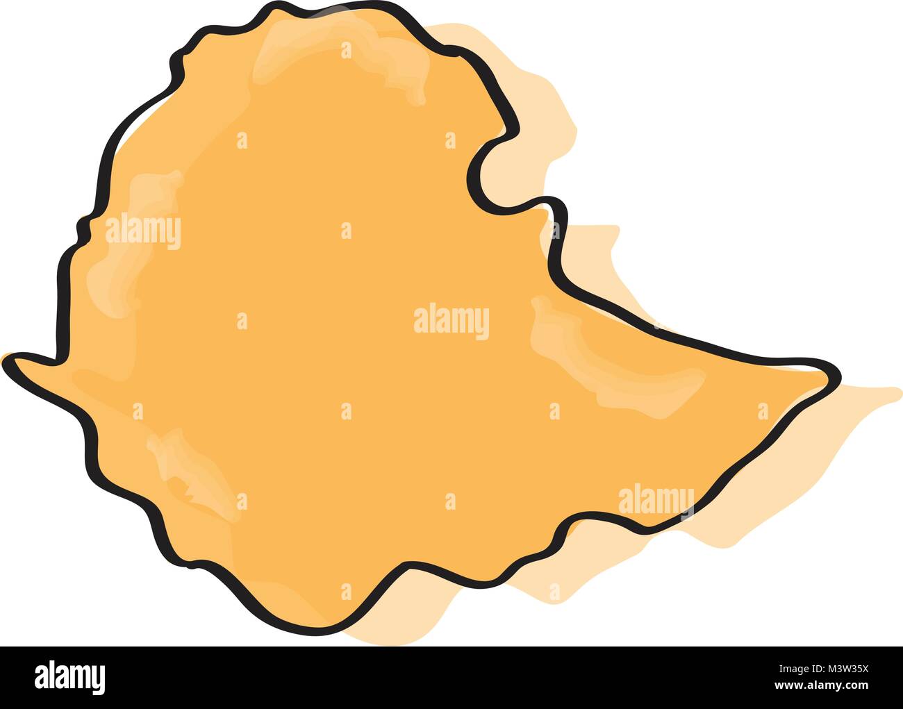 Disegno di fumetti di una mappa di Etiopia Illustrazione Vettoriale