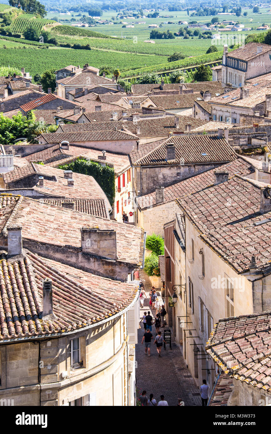 Villaggio di Saint Emilion, Bordeaux, Francia Foto Stock