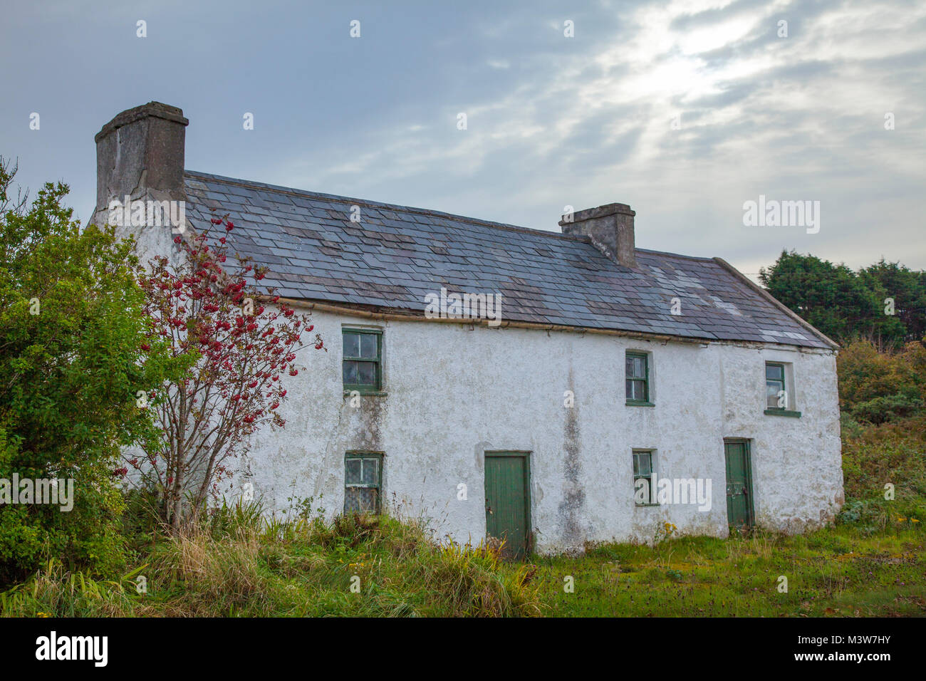 Traditional Irish cottage, Bunbeg, Gweedore, County Donegal, Irlanda. Foto Stock