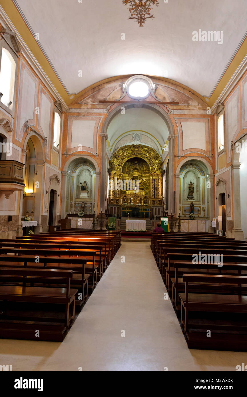 Interno della chiesa di Obidos, Portogallo Foto Stock