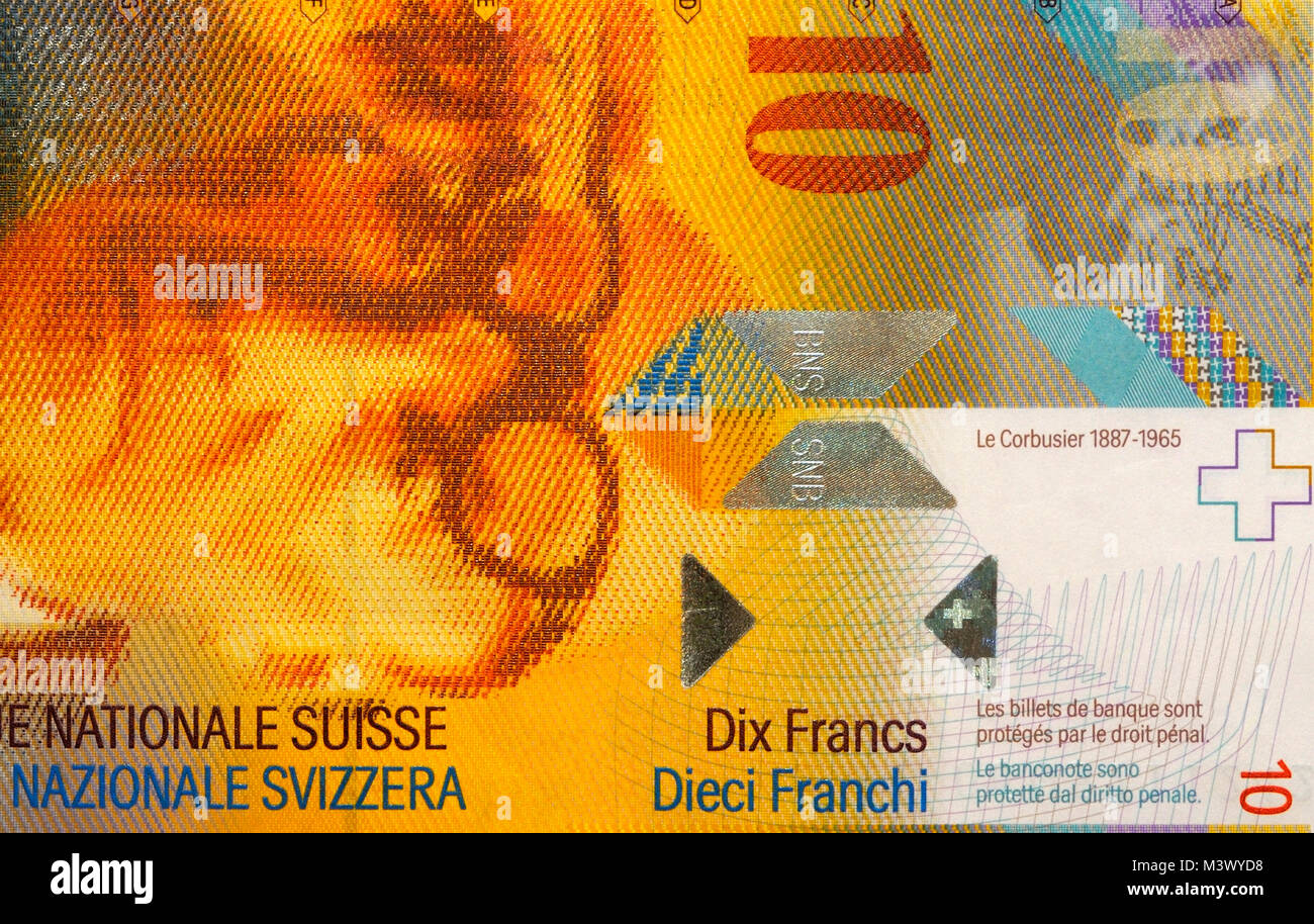La Svizzera 10 Dieci Franco Svizzero Banca nota Foto Stock