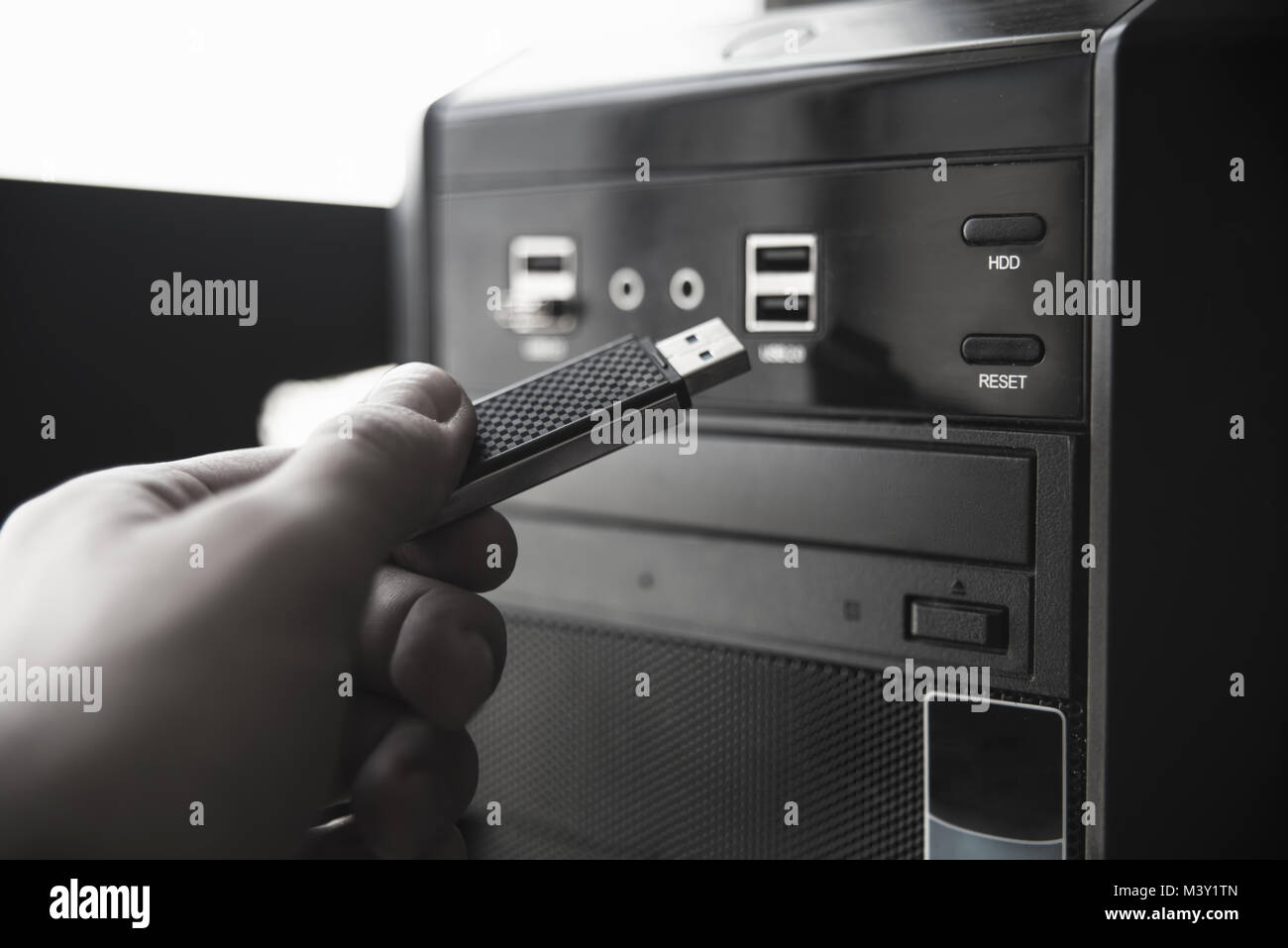 Unità flash USB e PC, tecnologia, il trasferimento di file Foto Stock