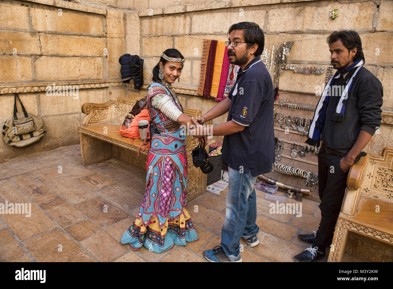 Pronto per il Maharani photo shoot, Jaisalmer, India Foto Stock