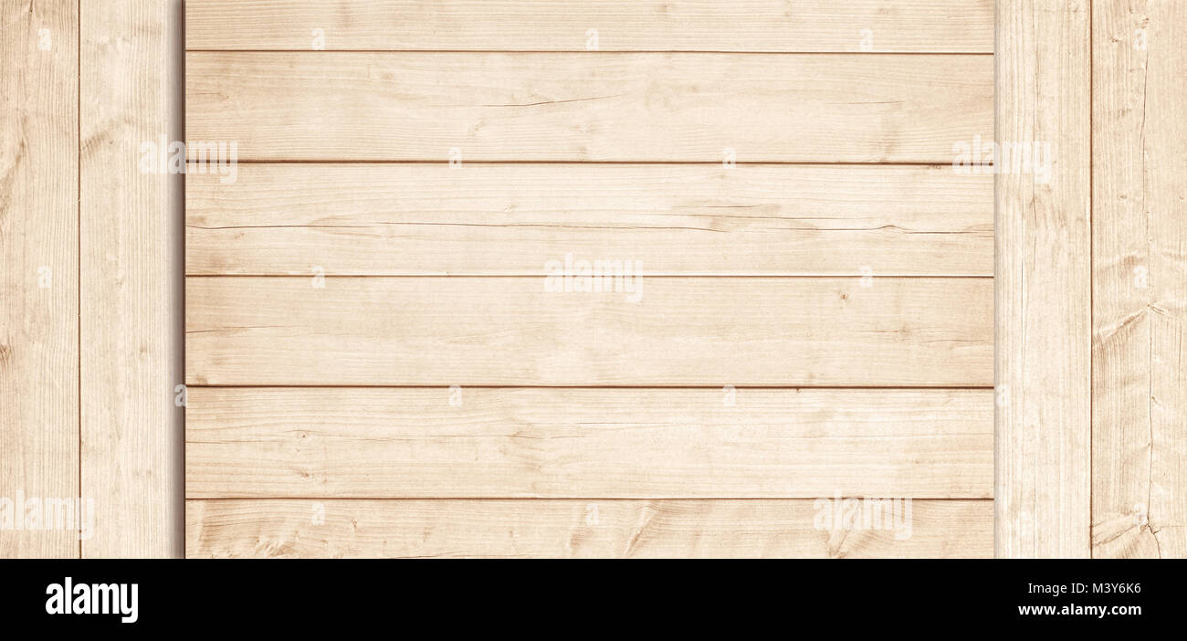 Marrone chiaro tavole di legno, il ripiano del tavolo o della superficie del pavimento. Texture di legno. Foto Stock