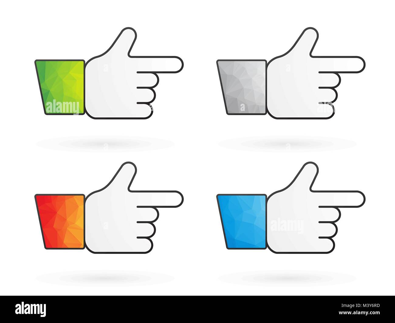 Quattro puntatori con multi triangoli colorati manicotti Illustrazione Vettoriale