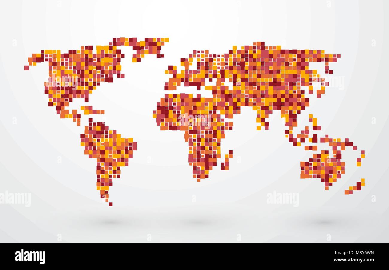 Mappa colorata del mondo da piccole piazze Illustrazione Vettoriale Mappa colorata del mondo da piccole piazze Illustrazione Vettoriale