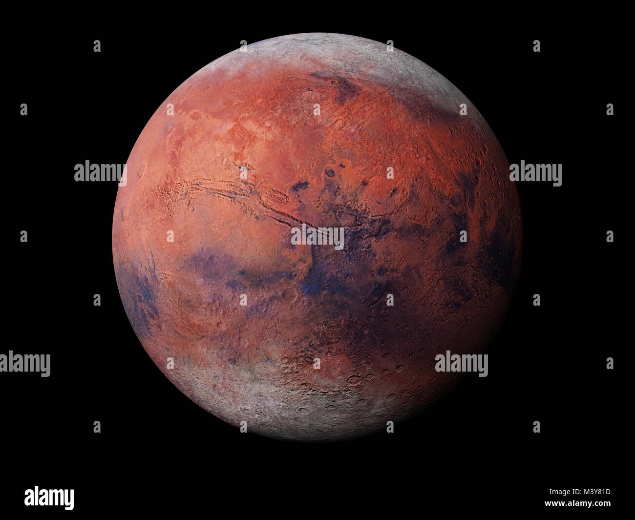 Pianeta Marte durante l'inverno marziano, isolato su sfondo nero, gli elementi di questa immagine sono arredate dalla NASA Foto Stock