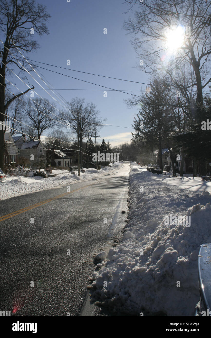 Inverno street a New Rochelle Foto Stock