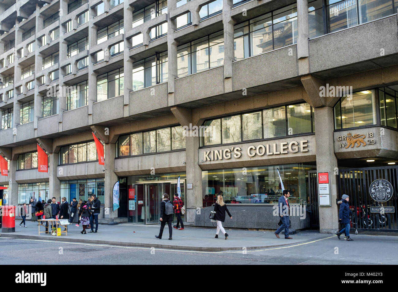 King's College di Londra, Strand edificio del campus di Londra, Regno Unito. Foto Stock