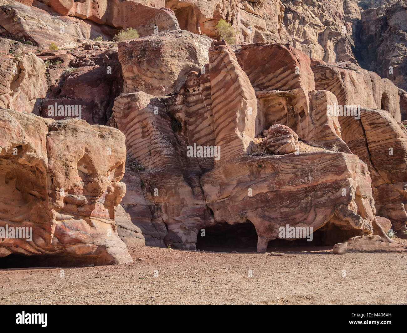 Case abitazioni in Petra città perduta in Giordania Foto Stock