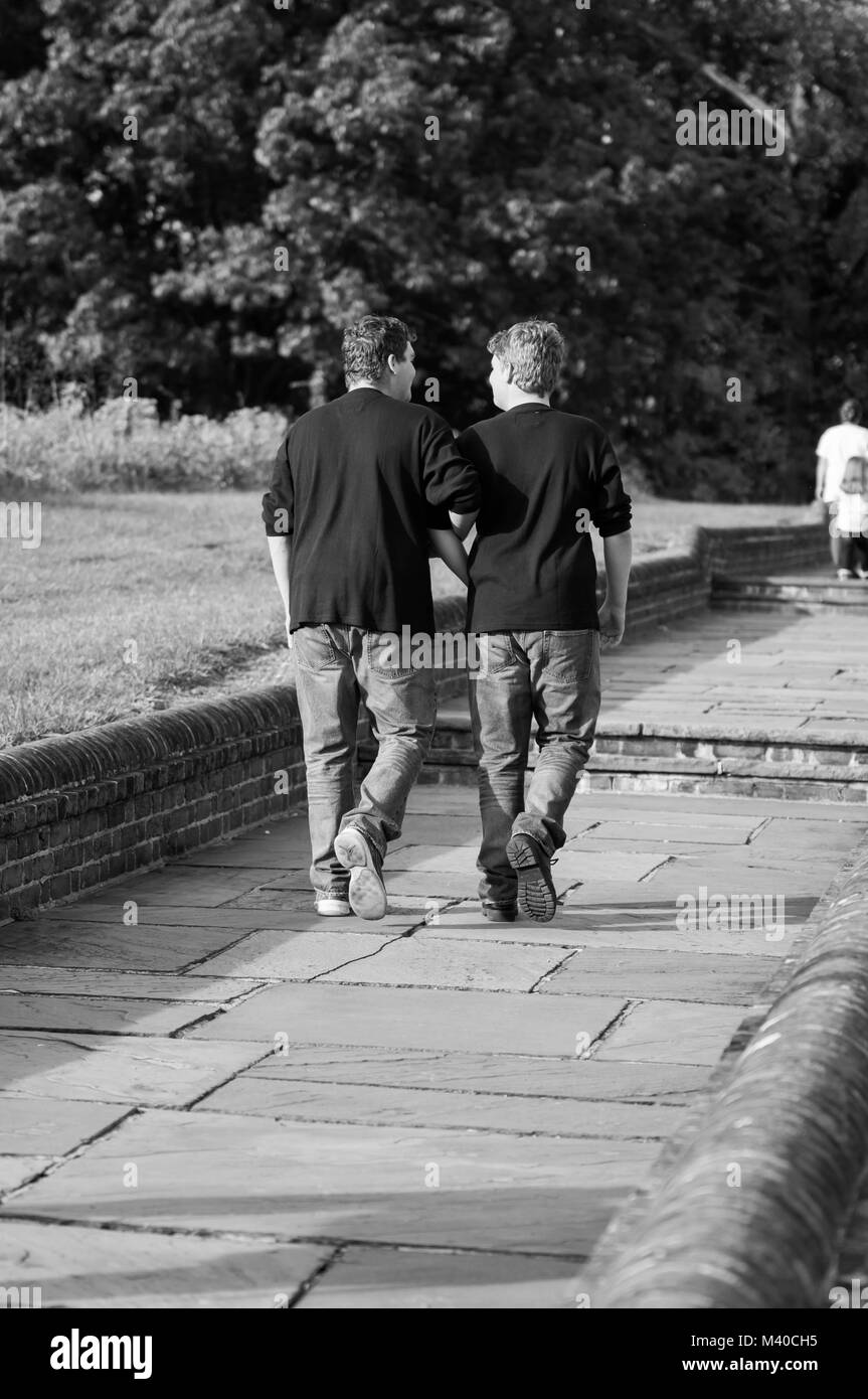 Due fratelli in cammino insieme Foto Stock